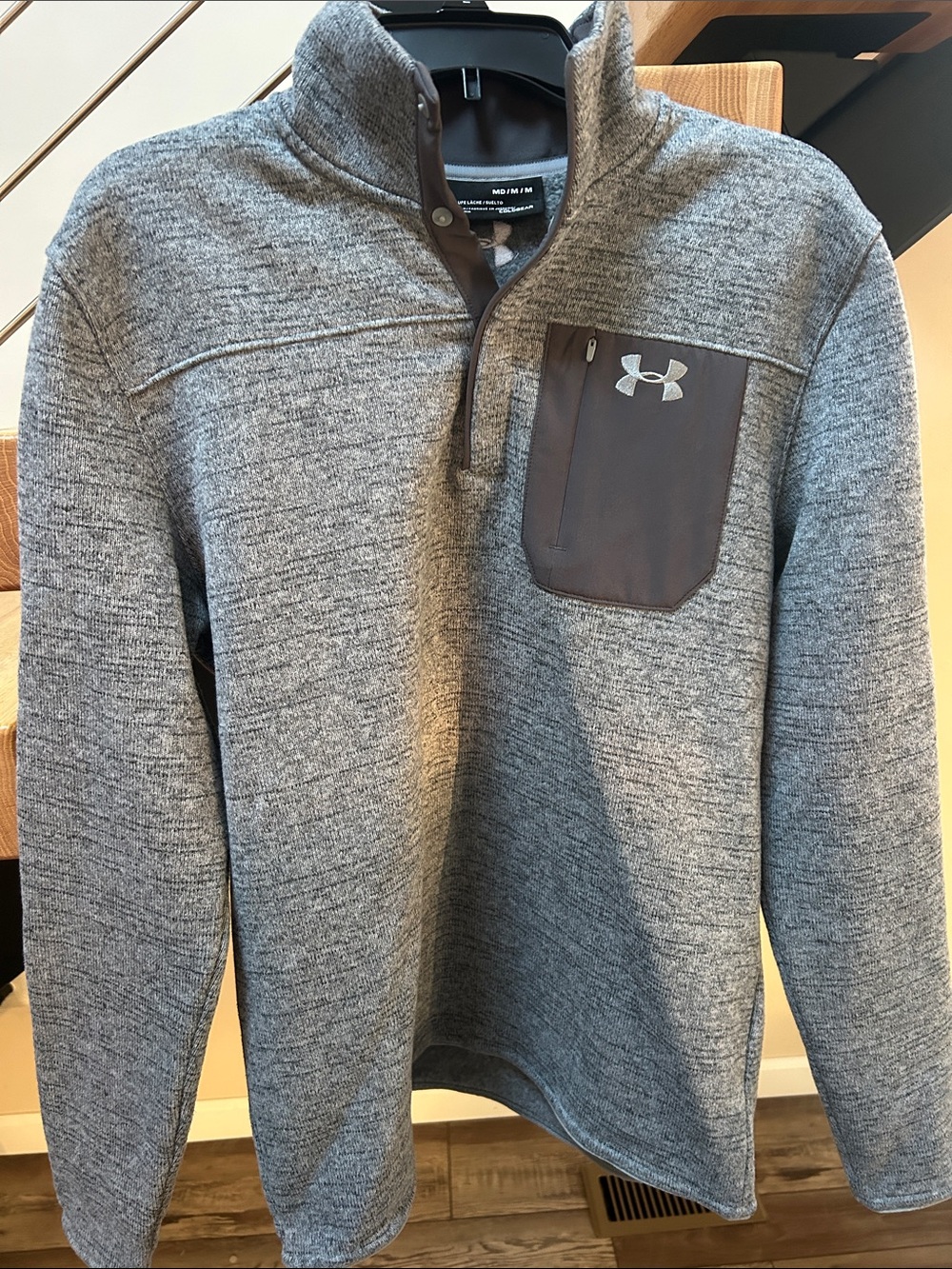 Under Armour Gray Heather Quarter-Zip Pullover with Chest Pocket